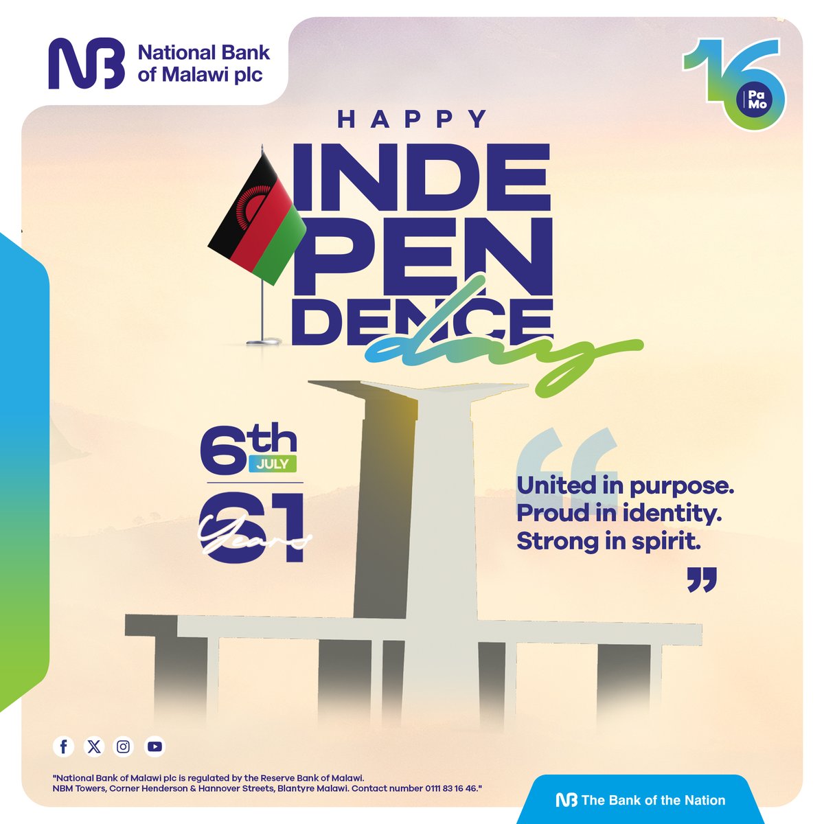 Happy 61 Years of Independence

As we celebrate this special day, we honour the strength, unity, and spirit that define our beautiful nation.

United in purpose. Proud in identity. Strong in spirit.

#16PaMo