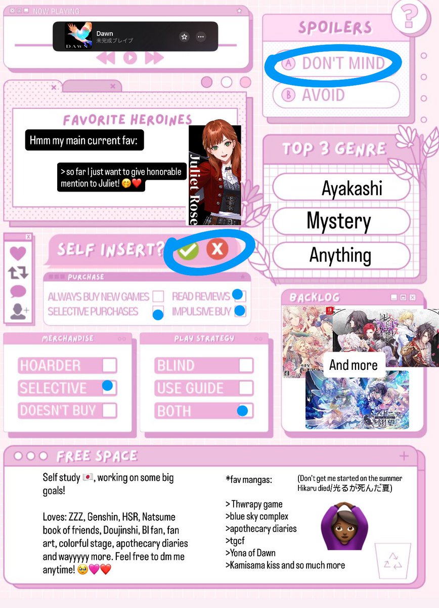 kitsunefan2's tweet image. #otometwtintro #otometwt
Updated intro✨🫶🏾 and yes Tobari is my Oshi so ofc I’m gonna rep 🤭‼️❤️
Feel free to dm me for my Nintendo friend code or if u ever just wanna chat/fangirl!!!
🫶🏾✨❤️❤️❤️❤️❤️