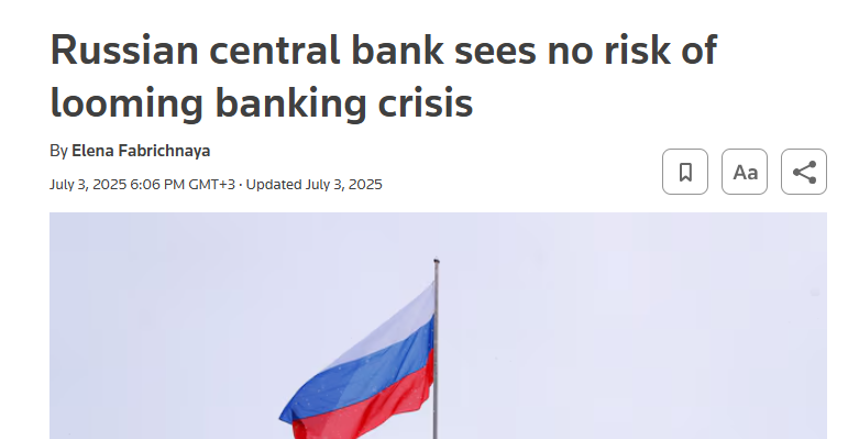 1/ הדרך הטובה ביותר לדעת שרוסיה בדרך למשבר בנקאי היא כותרות כאלה. 
זו הייתה בדיחה. אבל רק חצי בדיחה. הנה כמה נתונים שמדאיגים את האנליסטים ברוסיה: