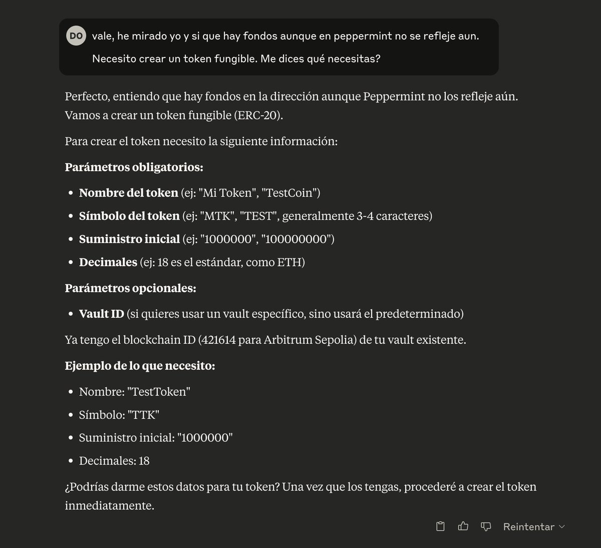 Acabo de entretenerme con Claude Code para crear un servidor MCP para Peppermint Tools. Es una brutal, totalmente diferencial el poder crear tokens (y cualquier cosa) ya directamente solo pidiendoselo a Claude (o cualquier LLM).
