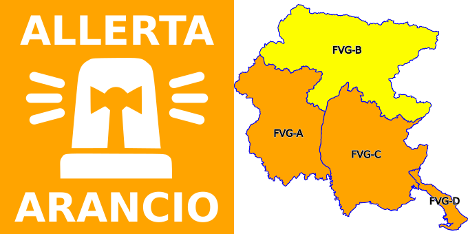 ProtCivReg_FVG's tweet image. #AllertameteoFVG ALLERTA REGIONALE N.10/2025: DALLE 16:00 DEL 06/07 ALLE 08:00 DEL 07/07 ALLERTA PER TEMPORALI FORTI ARANCIONE SU FVG-A, FVG-C e FVG-D, GIALLA SU FVG-B. bit.ly/3lcJsoh