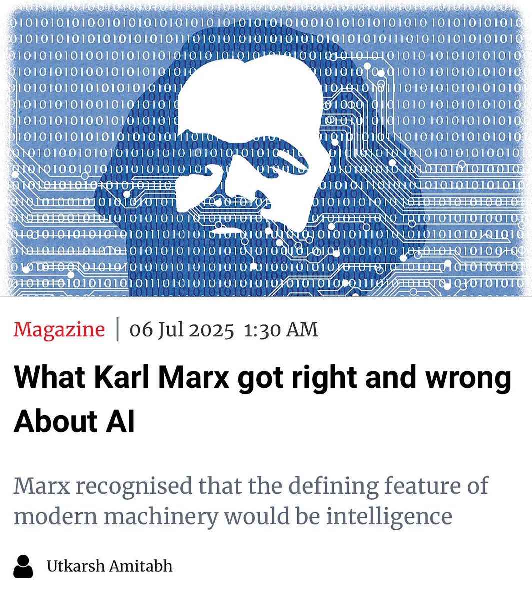 Utkarsh Amitabh (@utkarsh_amitabh) on Twitter photo What Karl Marx got right and wrong About AI | My new essay for <a href="/NewIndianXpress/">The New Indian Express</a>
newindianexpress.com/magazine/2025/… What Karl Marx got right and wrong About AI | My new essay for <a href="/NewIndianXpress/">The New Indian Express</a>
newindianexpress.com/magazine/2025/…
