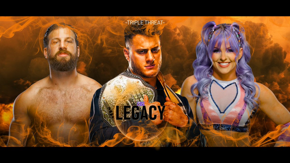 EWGefed's tweet photo. Énorme Triple Threat d'exhibition entre les trois derniers Main Eventers de la fédération. MJF, le Forever World Champion affronte Drew Gulak ainsi que Candice LeRae. Qui finira au top de la fédération ? https://t.co/jfu3z76WEL