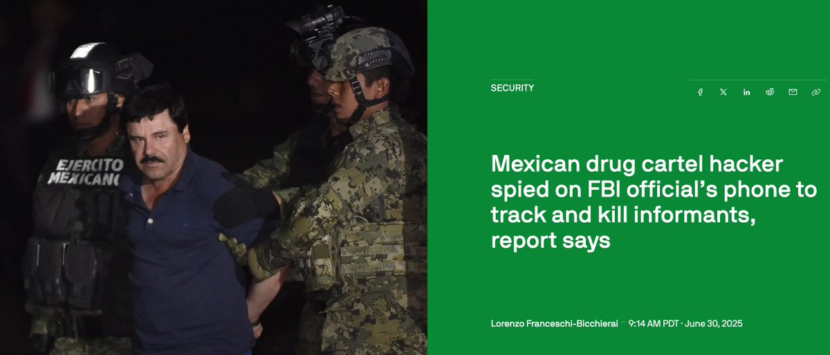 Nathan House (@gotonathan) on Twitter photo A drug cartel hacker broke into an FBI agent's phone.
The result? Multiple informants were murdered.
This isn't a movie plot. It happened in 2018.
โโโโโโโโโโโโโโโโโโโโโโโโโโโโโ
๐ฏ THE REAL STORY
โข A Sinaloa cartel hacker accessed an FBI official's device.
โข They tracked A drug cartel hacker broke into an FBI agent's phone.
The result? Multiple informants were murdered.
This isn't a movie plot. It happened in 2018.
โโโโโโโโโโโโโโโโโโโโโโโโโโโโโ
๐ฏ THE REAL STORY
โข A Sinaloa cartel hacker accessed an FBI official's device.
โข They tracked