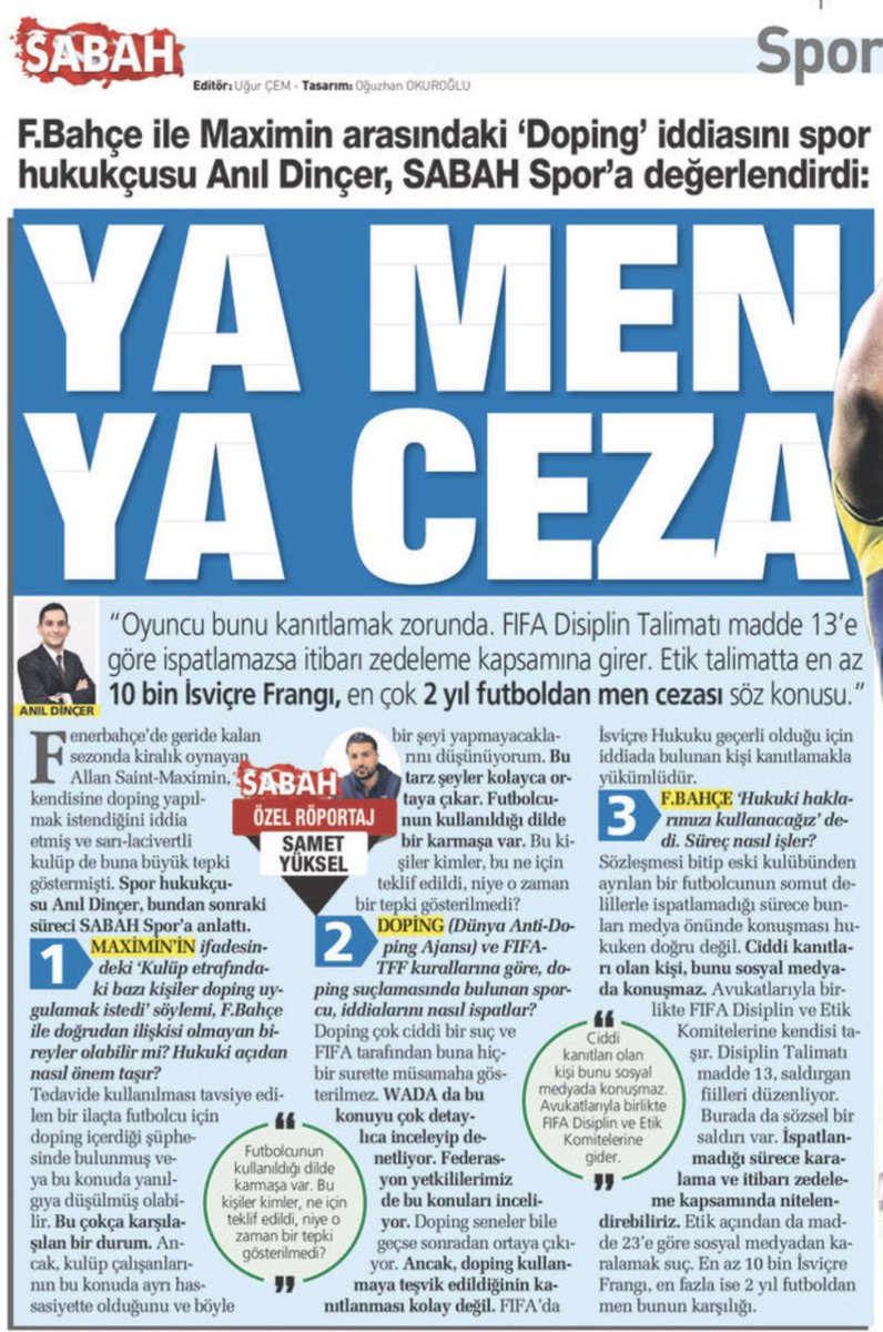 Spor Hukukçusu Anıl Dinçer: "FIFA’da İsviçre Hukuku geçerli olduğu için iddiada bulunan bunu kanıtlamakla yükümlüdür. Bu nedenle, Futbolcuların böyle iddialarda bulunurken birçok kez düşünmesi gerekli. Aksi durum iftira ve karalamaya giriyor. 

FIFA Etik Talimatı m.23’e göre