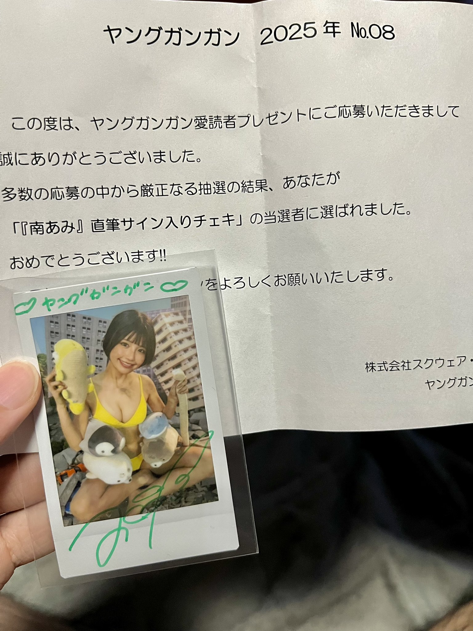 南あみ　サイン入りチェキ　ヤングアニマル　雑誌当選品 NAKAMU on X: 