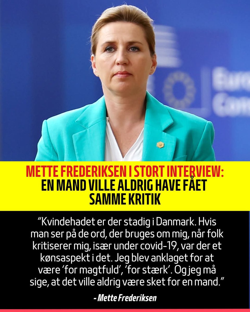 Hurtigmand's tweet photo. Out Prime Minister in Denmark is claiming that the resistance shes getting from the citizens and other politicians is because she's female..

Claiming "It would never happen to a man" -PM Mette Frederiksen https://t.co/cHyGAeKj4A