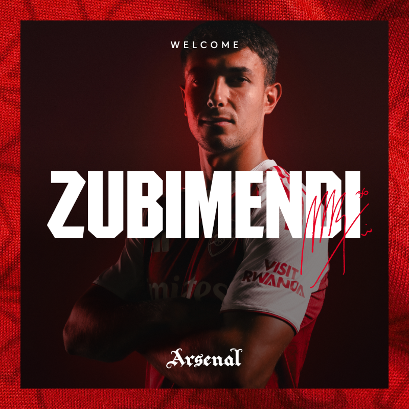 Arsenal's tweet photo. Welcome to The Arsenal, Martin Zubimendi 😍