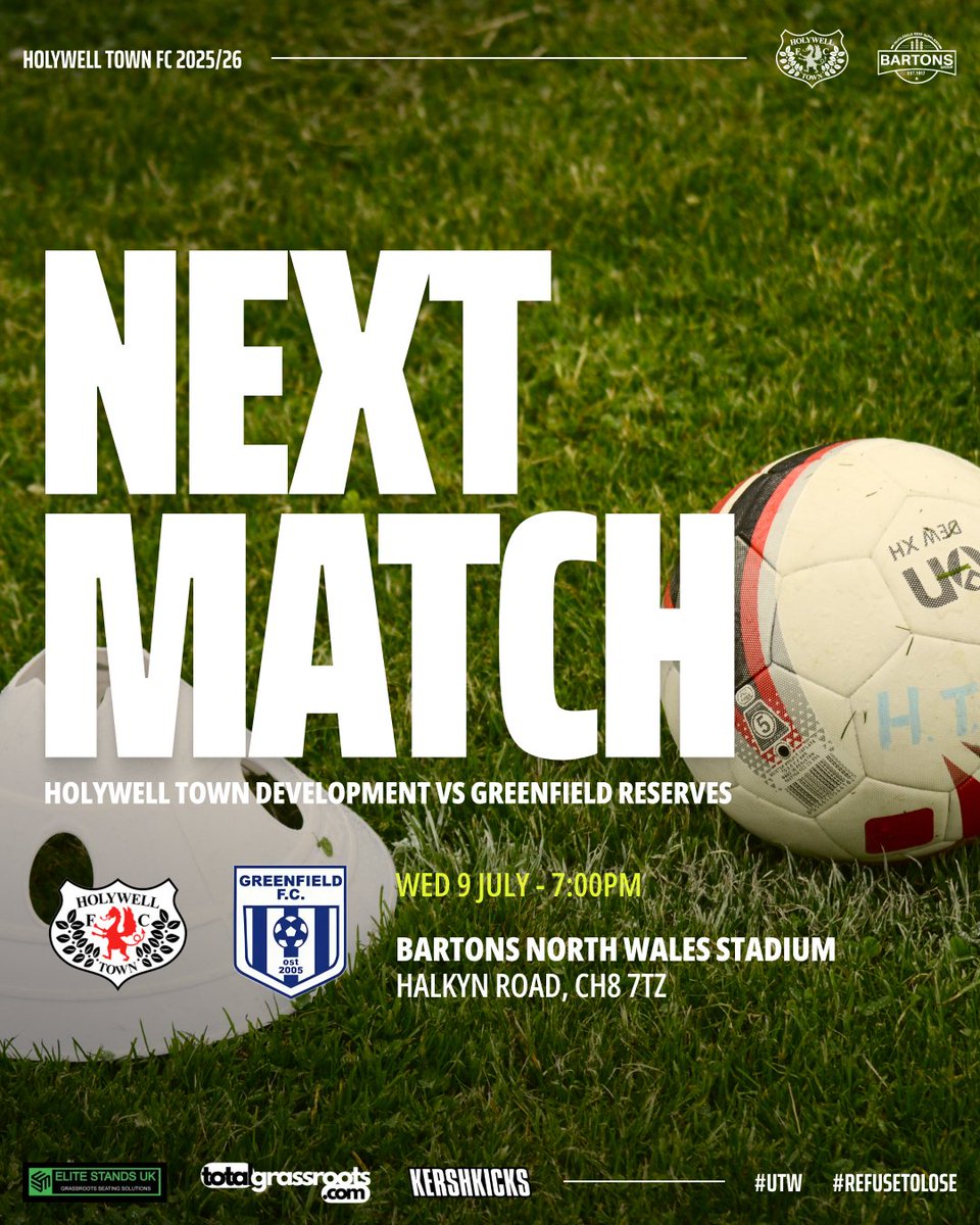 The Development Team play this Wednesday against Greenfield Reserves. Kick off at the Barton's North Wales Stadium is 7PM.