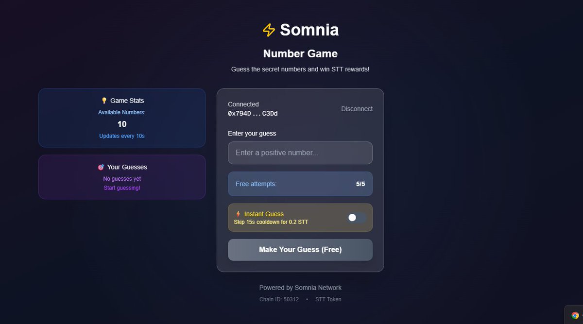 Haileyy! (@0xhaileyy) on Twitter photo SOMNIA NUMBER HUNT - ROUND 1 LIVE! 🎯
Limited time number guessing game on <a href="/Somnia_Network/">Somnia - a Fully Onchain World</a>
🎮 THE CHALLENGE:
• 10 secret numbers hidden (1-500 range)
• Find them ALL to complete the round!
• Win STT rewards for each correct guess
💰 REWARDS:
• Easy numbers (1-100): 20 SOMNIA NUMBER HUNT - ROUND 1 LIVE! 🎯
Limited time number guessing game on <a href="/Somnia_Network/">Somnia - a Fully Onchain World</a>
🎮 THE CHALLENGE:
• 10 secret numbers hidden (1-500 range)
• Find them ALL to complete the round!
• Win STT rewards for each correct guess
💰 REWARDS:
• Easy numbers (1-100): 20