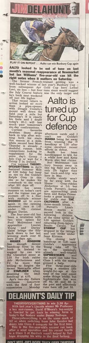 Today’s Diary ⁦<a href="/ScottishSun/">The Scottish Sun</a>⁩ on Sunday 🏇