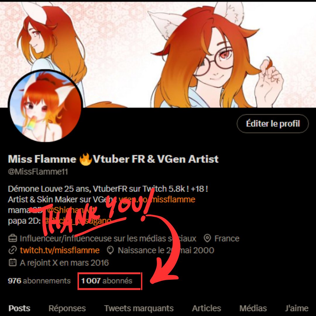 On a passé les 1000 follow ici ! Juste merci 💛

Pour les ptits nouveau je me présente ! 

Je suis Miss Flamme une Streameuse Vtubeuse depuis 6 ans sur twitch ! 
Mais aussi une petite artiste &amp; Skin Maker Minecraft qui propose des commissions via VGen !