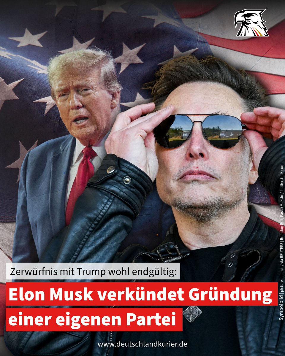 Zerwürfnis mit Trump wohl endgültig: Elon Musk verkündet Gründung einer eigenen Partei

Das Zerwürfnis zwischen <a href="/elonmusk/">Elon Musk</a> und <a href="/realDonaldTrump/">Donald J. Trump</a> ist wohl nicht mehr zu kitten: Der Ex-Vertraute des Präsidenten will eine eigene Partei in den USA etablieren. Auf der Plattform X