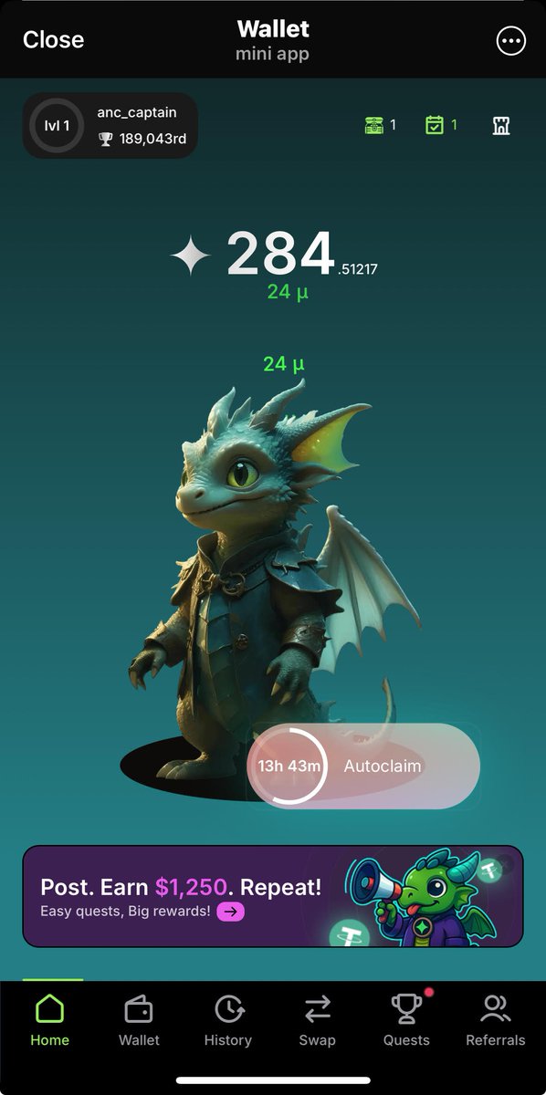 ladystonei's tweet image. Here’s my baby dragon, proudly chilling at Level 1. 🐉

I don’t know if there are more levels...
but honestly?
I’m here for the eggs, the vibes, and the surprise boxes. 🎁✨
#GoTenergy #SpellWallet #PostEarnRepeat
