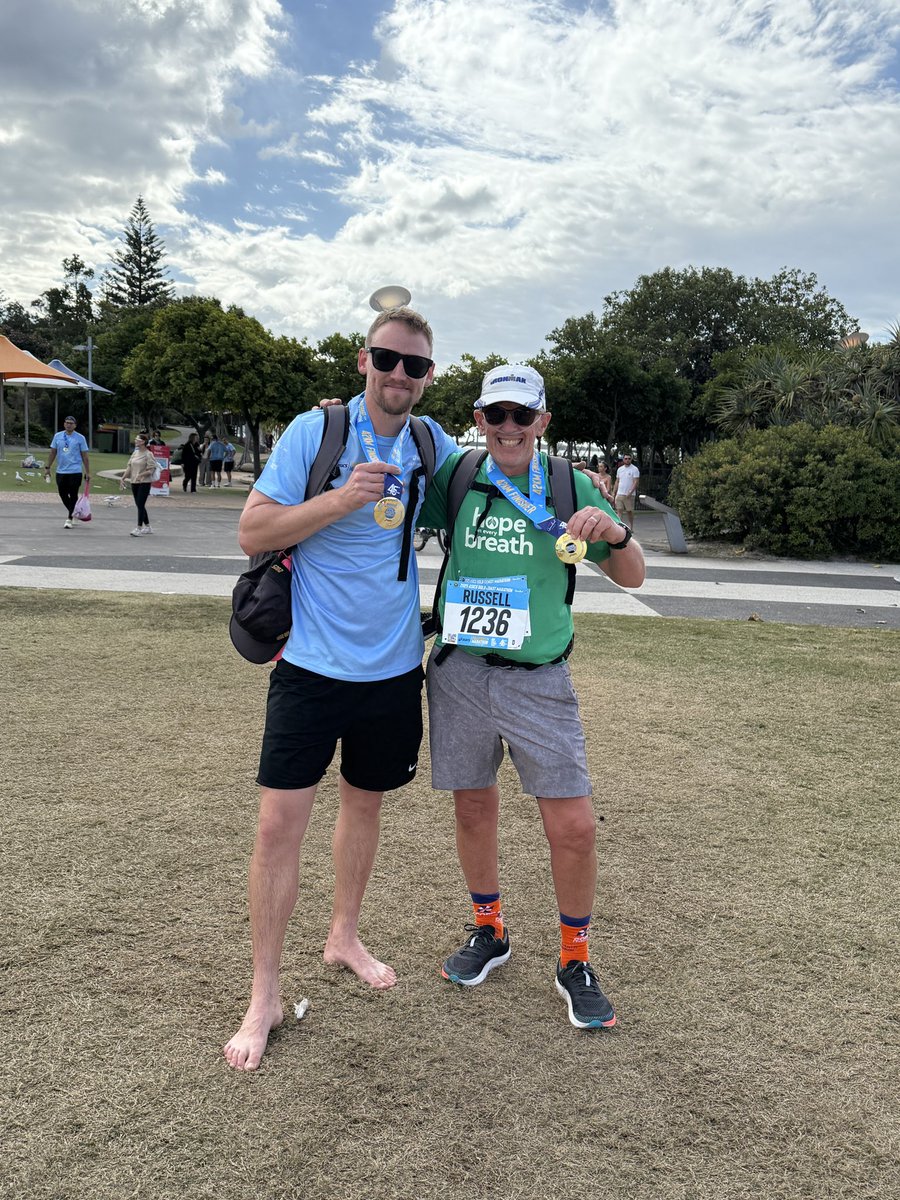 Feeling of satisfaction completing the Gold Coast Marathon today with one of our children. I’ve now had the joy of doing an event with all four of them as well as one grandchild. Marathons are no longer about medals or times. It’s about the joy of the experience! #copd