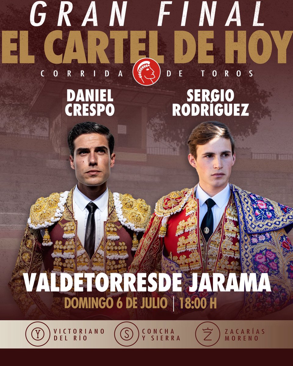 CopaChenel (@copachenel) on Twitter photo ๐๏ธ ๐๐ฅ๐๐ก ๐๐๐ก๐๐ | ยกHoy termina la V ediciรณn de la #CopaChenel !
Y lo hace en Valdetorres de Jarama
๐ Toros de Victoriano del Rรญo, Zacarรญas Moreno y Concha y Sierra para <a href="/DanielCrespoDC/">Daniel Crespo</a> y <a href="/sergiorguez_sr/">Sergio Rodrรญguez</a>
๐บ En directo por Telemadrid (18h). ๐๏ธ ๐๐ฅ๐๐ก ๐๐๐ก๐๐ | ยกHoy termina la V ediciรณn de la #CopaChenel !
Y lo hace en Valdetorres de Jarama
๐ Toros de Victoriano del Rรญo, Zacarรญas Moreno y Concha y Sierra para <a href="/DanielCrespoDC/">Daniel Crespo</a> y <a href="/sergiorguez_sr/">Sergio Rodrรญguez</a>
๐บ En directo por Telemadrid (18h).