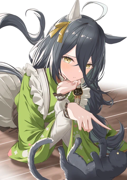 #umamusume #manhattancafe "You've been playing with the cats… Haven't you? What about me?" 「私には構ってくれないんですか…?」 お気に入りのカフェを再掲です!