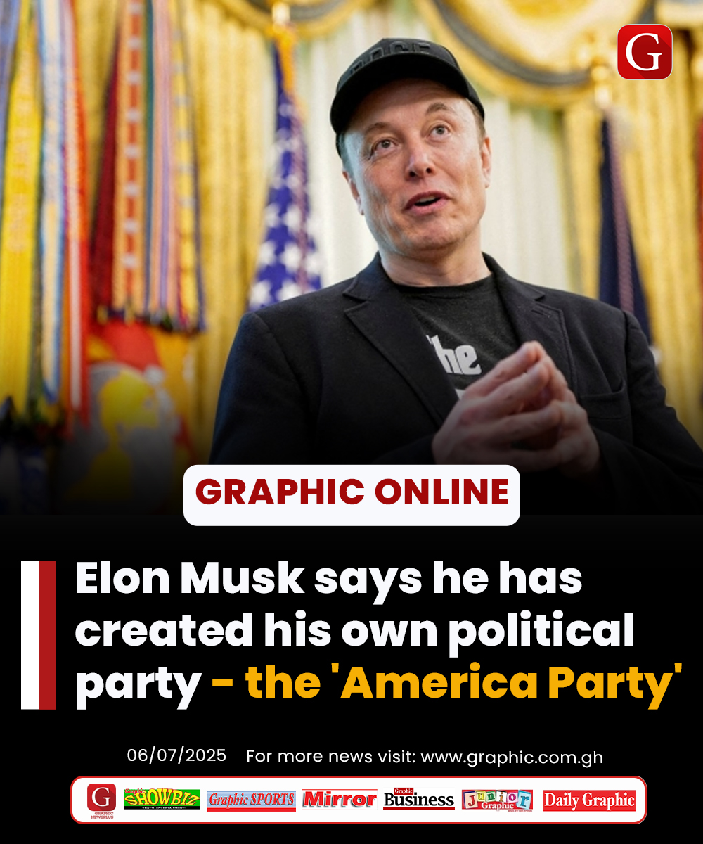 Elon Musk says he has created his own political party - the 'America Party'

#Dailygraphic #GhanaNews #GraphicOnline