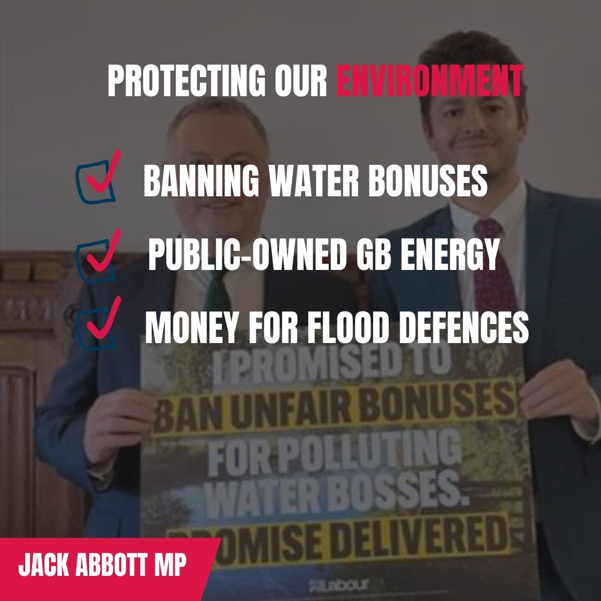 jackabbott90's tweet photo. PROTECTING OUR ENVIRONMENT

🚫 No bonuses for polluting water bosses
🔆 Solar panels via GB Energy
🌊 £2m+ for Ipswich flood defences
💨 Lifted ban on onshore wind
🏡 Warm Homes Plan to save people money on their bills
🌱 Community energy and retrofits https://t.co/EDWh5D7KFv