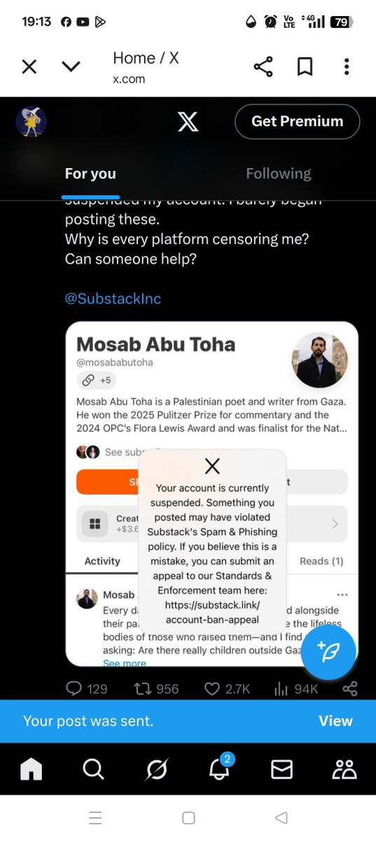 Deco_Belle's tweet image. Apologies if you write on #Substack, as this entity has decided to shut down the account of the Pulitzer Prize winner Mosab Abu Toha from #Gaza I will not be reading or sharing any material from this entity. #boycottsubstack