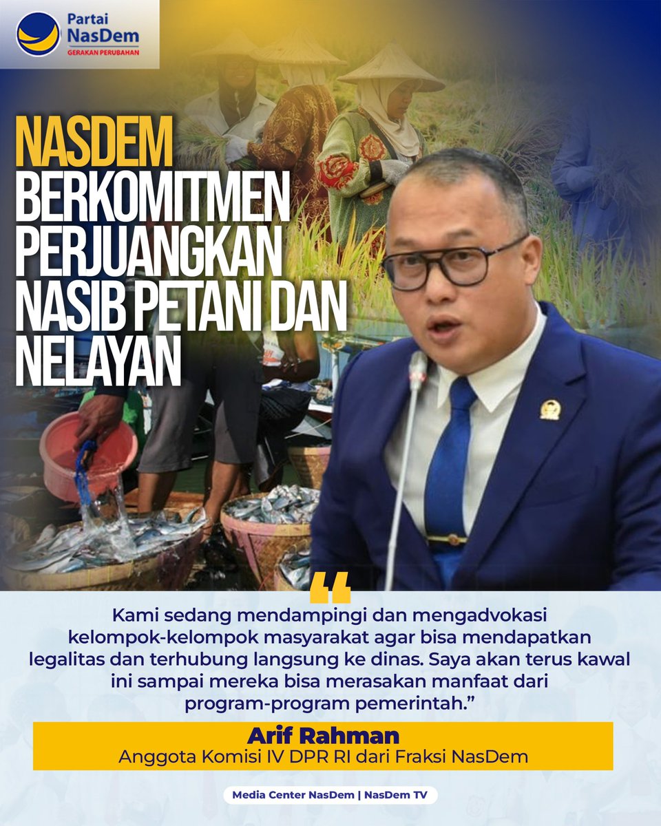 Anggota Komisi IV DPR RI, Arif Rahman, berkomitmen memerjuangkan nasib petani dan nelayan di daerah pemilihannya, Dapil Banten I (Lebak dan Pandenglang). Ia mendukung penuh program-program Presiden Prabowo, terutama yang berkaitan dengan sektor pertanian, kelautan, dan perikanan.