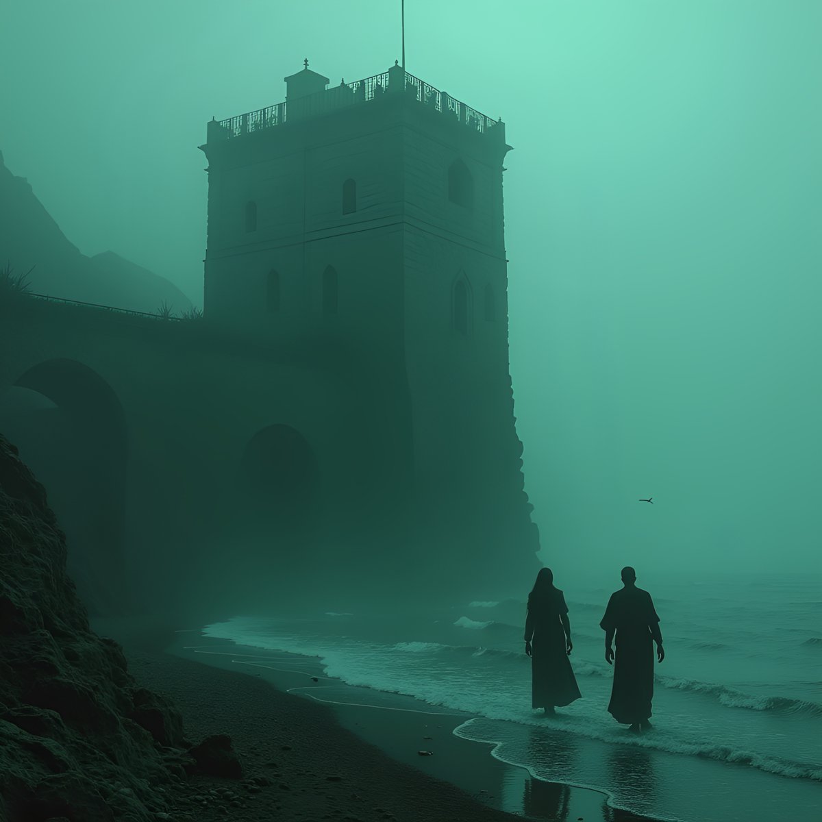 PromptSin's tweet image. Mystery at the cliffs 🌊🔮 #GhostTown #HauntedVibes