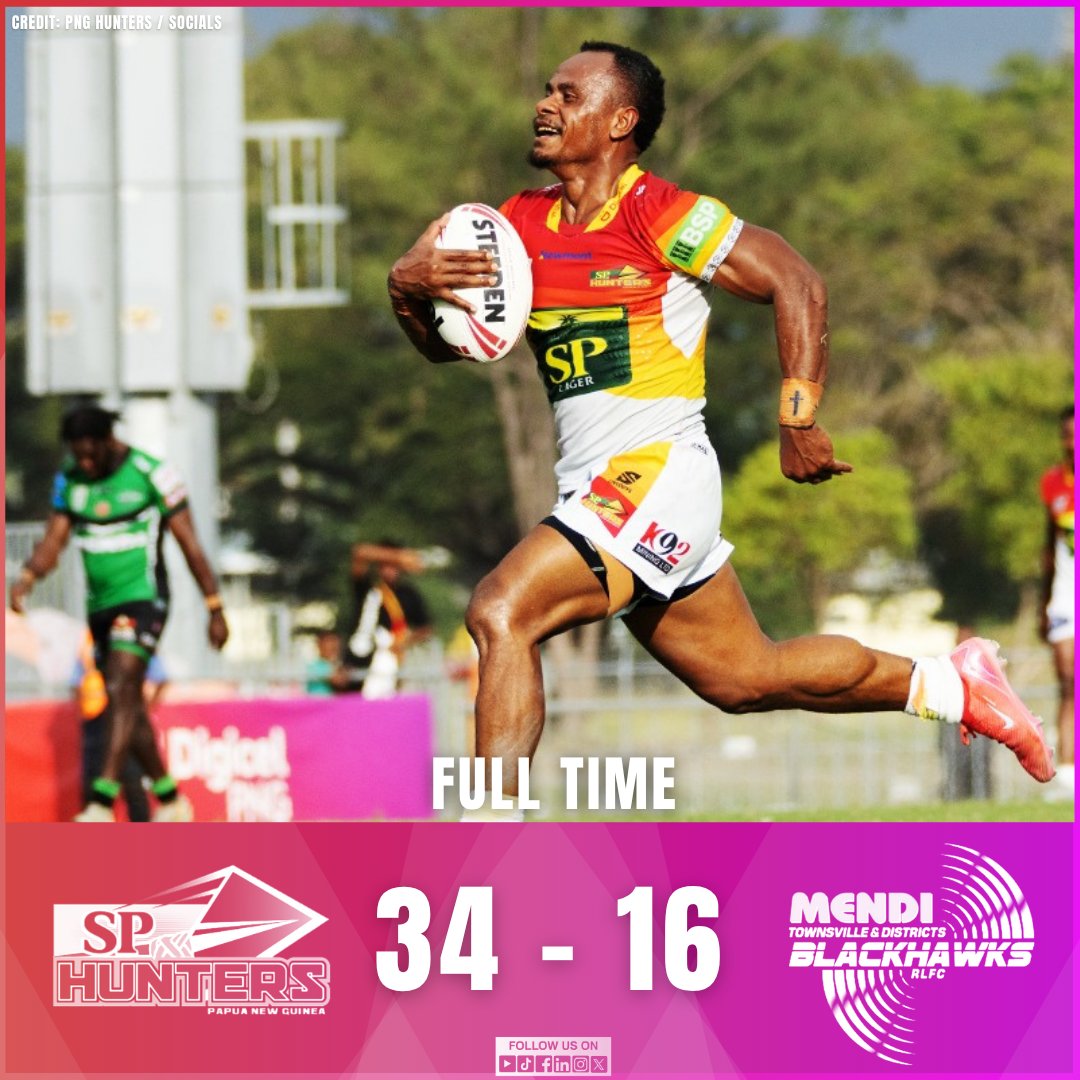 tvwanonline's tweet photo. #Sports SP PNG Hunters ended their three game losing streak with a 34 - 16 win over Townsville Blackhawks today at the Santos National Football Stadium, Port Moresby.
#PNGHunters #TwonsvilleBlackhawks #RugbyLeague #HostplusCup #PapuaNewGuinea #TVWANNews https://t.co/19S27U07QE
