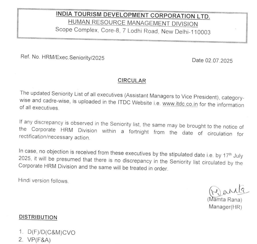 EditorVipul's tweet photo. 'Another' #positive INITIATIVE/#DECISION by #ITDC @ITDC_theashok under the Leadership of MD #IAS Ms. @Mugdhareads , which is an ex. of an Unmatched Admin Level. #India #भारत needs such Bureaucrats. @PMOIndia @HMOIndia @IASassociation
#Transparency #DPC #irregularity #Seniority #Efficiency