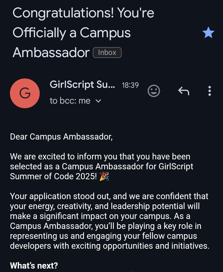 Rohan R. Prasad (@rohanprasa1470) on Twitter photo Hello World </>
It's such a Rainy weather in Mumbai, India (Monsoon)
And I'm thrilled to announce that I have been selected as a Campus Ambassador for GSSOC 2025 at my campus!
<a href="/girlscriptsoc/">GirlScript Summer Of Code 2024</a> <a href="/Girlscript1/">GirlScript Foundation</a>
(I'll be also contributing in GSSoC as a contributor)
#Leadership Hello World </>
It's such a Rainy weather in Mumbai, India (Monsoon)
And I'm thrilled to announce that I have been selected as a Campus Ambassador for GSSOC 2025 at my campus!
<a href="/girlscriptsoc/">GirlScript Summer Of Code 2024</a> <a href="/Girlscript1/">GirlScript Foundation</a>
(I'll be also contributing in GSSoC as a contributor)
#Leadership