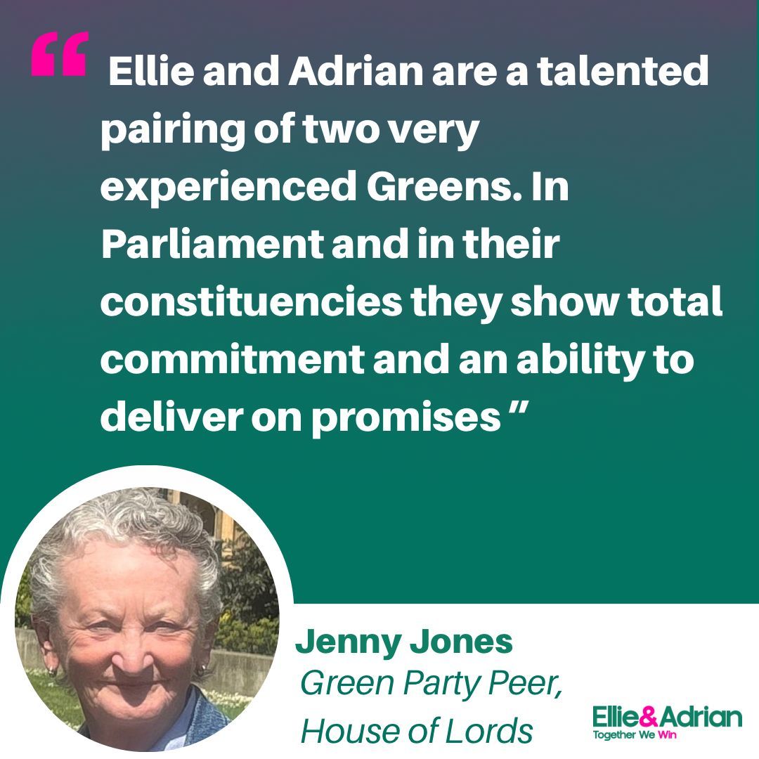 Ellie Chowns (@elliechowns) on Twitter photo Thank you, Jenny. It's brilliant to have your support! We're proud to stand with so many people whoβve dedicated so much of their lives to Green politics.  
 π ellie-adrian-2025.org/support-us Thank you, Jenny. It's brilliant to have your support! We're proud to stand with so many people whoβve dedicated so much of their lives to Green politics.  
 π ellie-adrian-2025.org/support-us