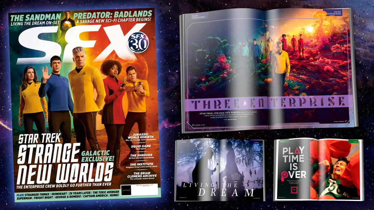 The stars of Star Trek: Strange New Worlds are on the cover of SFX 393. Also inside: The Sandman, Jurassic World Rebirth, David Cronenberg, Squid Game, Predator: Badlands, Brian Clemens’s Bond pitches, &amp; more!
More info: gamesradar.com/uk/sfx-magazin…
Buy online: magazinesdirect.com/az-magazines/6…