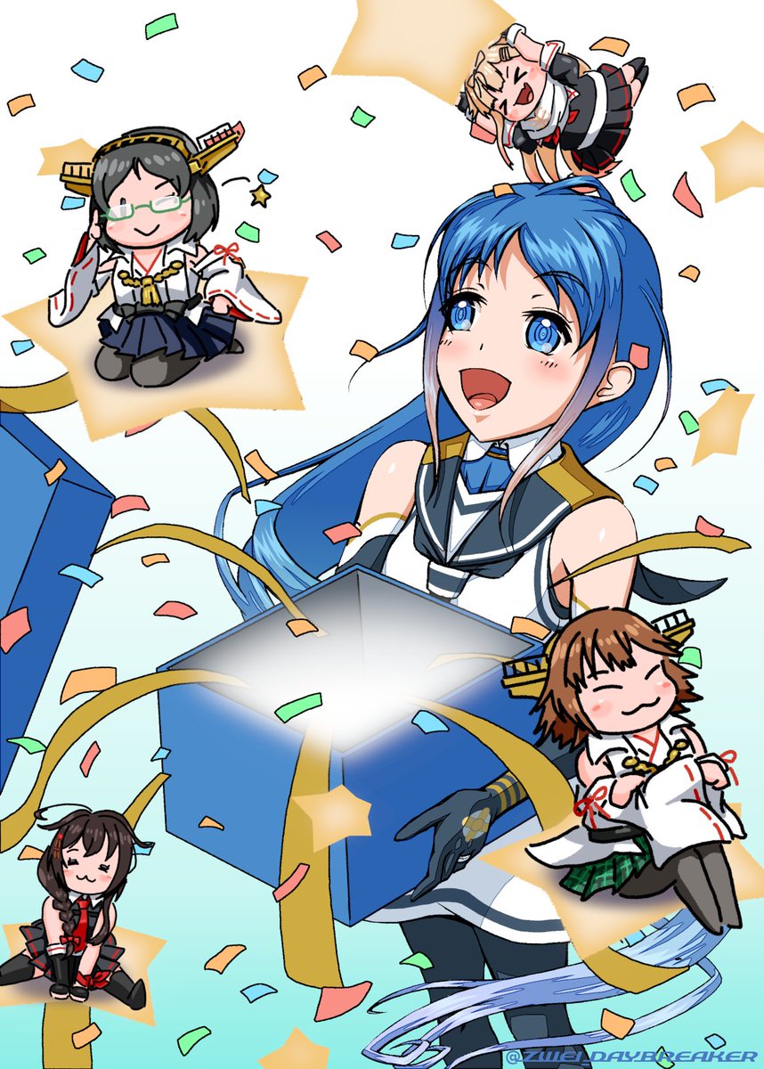 zwei_daybreaker's tweet image. 90回目の #五月雨進水日 という訳で、今年も感謝とおめでとうの気持ちを込めて、何時にもまして賑やかめに描かせてもらいましたよ(*´ワ`)オメットサン
#艦これ #五月雨
#五月雨生誕祭2025