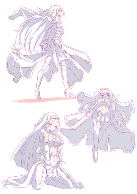 なりすましが現れようと今日も今日とてシャルロットちゃんのポーズいろいろ描く