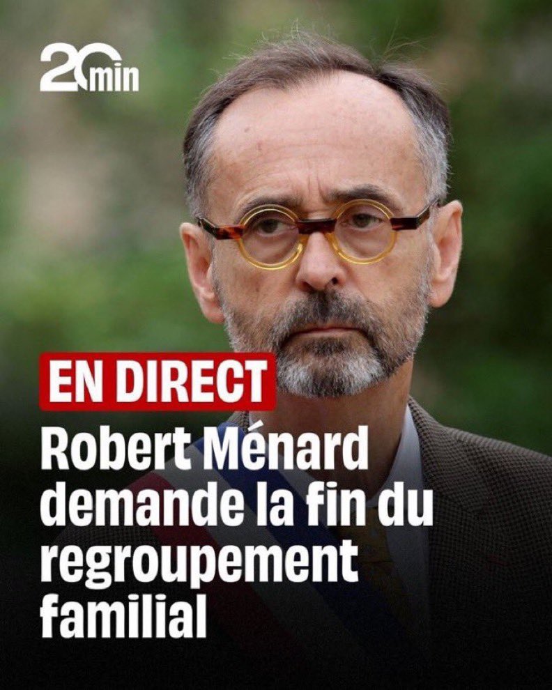 🇫🇷 Robert Ménard, maire de Béziers, exige l'arrêt du regroupement familial, dénonçant son rôle dans l'immigration !

🗳️ Êtes-vous d’accord avec lui ?

A. OUI
B. NON