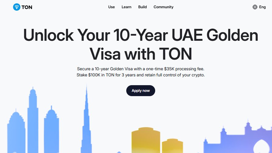 JUST IN: 🇦🇪 <a href="/ton_blockchain/">TON 💎</a> partners with UAE to offer 10-year golden visa to eligible $TON stakers.