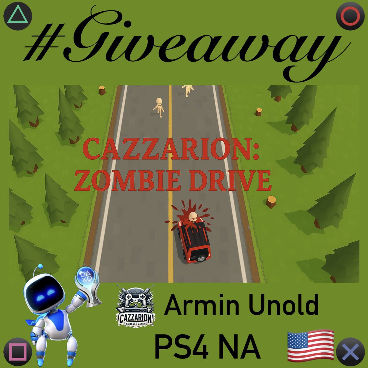 Robert2567 (@psn_robert2567) on Twitter photo #Giveaway
Cazzarion: Zombie Drive 🧟🚗
I have 7x NA 🇺🇸 #PS4 codes
To win
🔄Repost
Follow
👤<a href="/PSN_Robert2567/">Robert2567</a>
👤<a href="/ArminUnold/">Armin Unold</a>
🔖tag a Friend
❤️Wishlist bit.ly/ZombiePS4NA
Winners announced in 5 Days‼️
🍀 Good Luck to all 🍀
#PS4 #PS5
#GiveawayAlert #Giveaway
Cazzarion: Zombie Drive 🧟🚗
I have 7x NA 🇺🇸 #PS4 codes
To win
🔄Repost
Follow
👤<a href="/PSN_Robert2567/">Robert2567</a>
👤<a href="/ArminUnold/">Armin Unold</a>
🔖tag a Friend
❤️Wishlist bit.ly/ZombiePS4NA
Winners announced in 5 Days‼️
🍀 Good Luck to all 🍀
#PS4 #PS5
#GiveawayAlert
