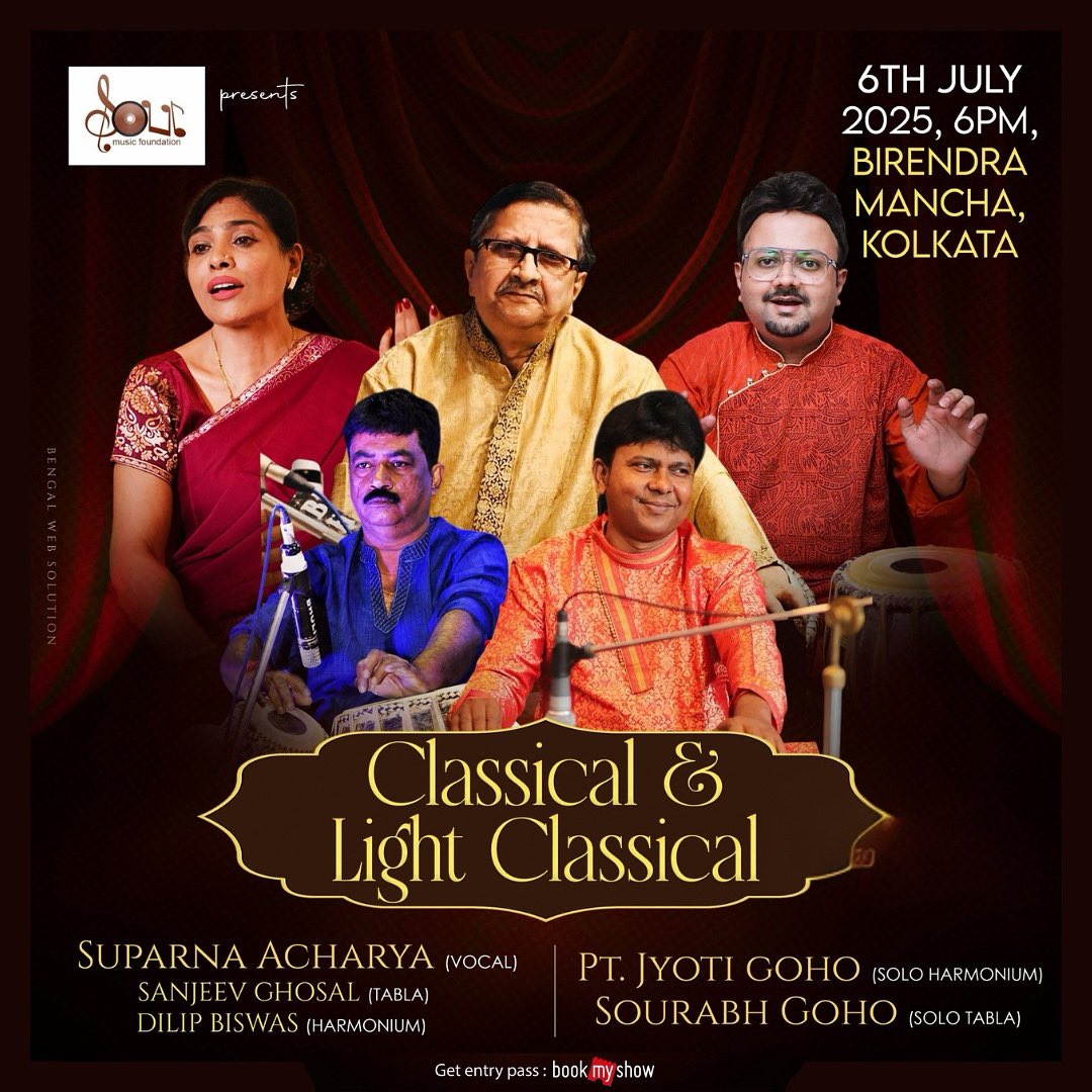 Honoured to be sharing the stage with my biggest inspiration, my father Pt. <a href="/Jyotigoho/">Jyoti Goho</a> tonight for an unique Jugalbandi set for the first time at Birendra Mancha, Shyambazar, Kolkata. All are welcome! 

#jugalbandi #harmonium #tabla #kolkata