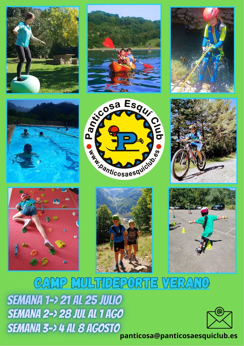 🟢CAMP MULTIDEPORTE VERANO en Panticosa🟢

➡️+INFO e Inscripciones: panticosa@panticosaesquiclub.es 

#UnetePEC #EsquiyDeportedesde1972 #Verano #Deporte #Panticosa #ValledeTena