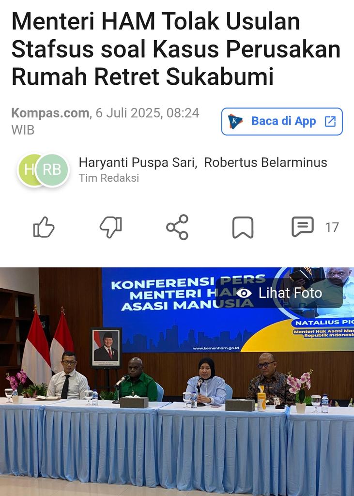 Sepertinya Ada Skenario dibalik ini sih..,setelah Ramai lalu Muncul sosok Pahlawan dan membantah apa yg disampaikan Staf nya..,kenapa bgtu.,Coba saja perhatikan saat Stafnya Konpres Semua hadir,TNI,Polri,dll dan Konpres Resmi lho,jadi sy tidak percaya dgn Mentri HAM