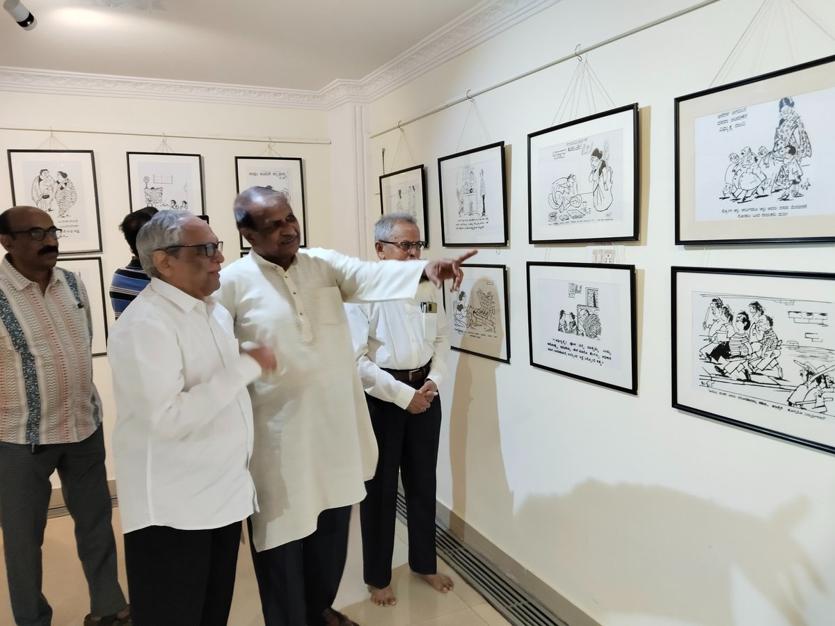 The exhibition of cartoons of Karnataka's popular cartoonist Late Sri Aswath (Aswathnarayana) was opened today at the Indian Cartoon Gallery, Bengaluru.
