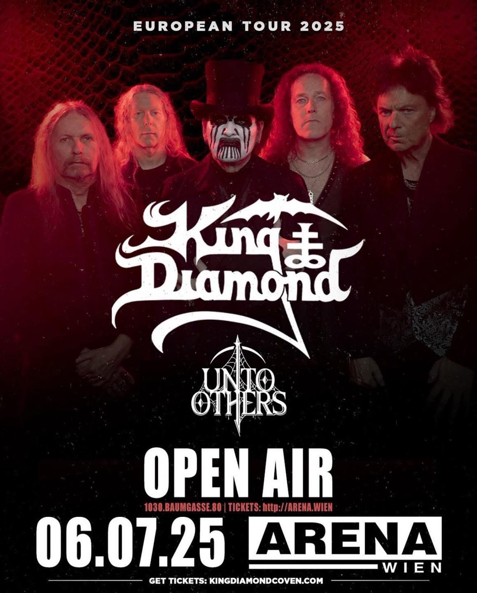 kingdiamond's tweet image. King Diamond will cancel tonight’s show at Arena Open Air in Vienna, Austria due to strep throat. King will do his best to rest so that the tour may continue as soon as possible, until then Stay Heavy.