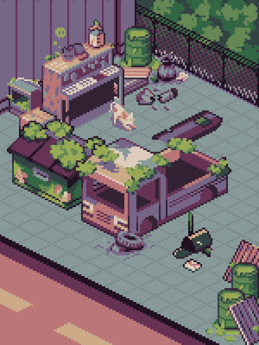 Late Night Collab!
Featuring <a href="/PxlPastika_/">Pastika</a> <a href="/rengginang_pxl/">RLF</a> <a href="/mochrizkiagil/">mochrizkiagil</a> and Freedo🙌🏻

Canvas: 150x200
Color: Side Forest by <a href="/CactusCelery/">Cactus Celery</a> 
Program: <a href="/magma_com/">Magma</a> 

#pixelart #isometric #Retro  #Wasteland