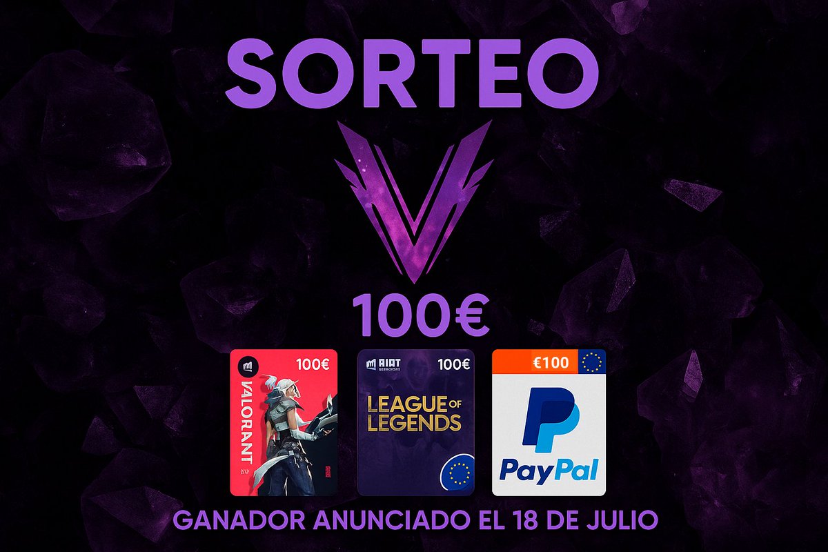 VentuCorp eSports (@ventucorp) on Twitter photo ๐ ยกSORTEAMOS 100โฌ EN VENTUCORP! ๐
Premio a elegir:
๐ธ PayPal | ๐ฎ LoL Points | ๐ฅ Valorant Points
๐
Ganador: 18 de julio
๐น Requisitos:
โ
Seguir a @VentuCorp, <a href="/PolarisLeague/">Polaris League</a> y <a href="/elventuxd/">VCE VENTU</a>
โ
Dar like y RT
โ
Mencionar a 2 amigos
#Sorteo #Giveaway #LoL #Valorant #eSports ๐ ยกSORTEAMOS 100โฌ EN VENTUCORP! ๐
Premio a elegir:
๐ธ PayPal | ๐ฎ LoL Points | ๐ฅ Valorant Points
๐
Ganador: 18 de julio
๐น Requisitos:
โ
Seguir a @VentuCorp, <a href="/PolarisLeague/">Polaris League</a> y <a href="/elventuxd/">VCE VENTU</a>
โ
Dar like y RT
โ
Mencionar a 2 amigos
#Sorteo #Giveaway #LoL #Valorant #eSports