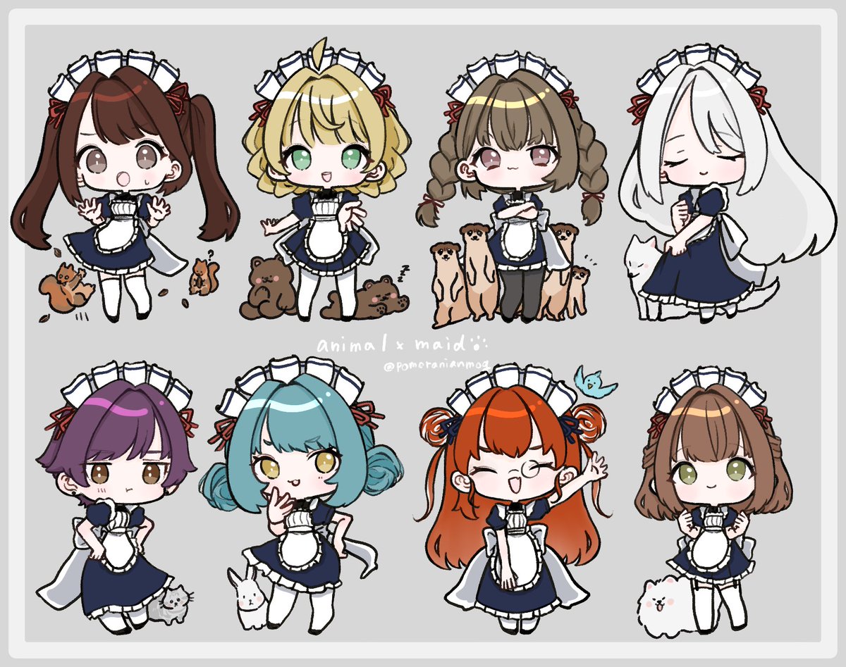 pomeranianmog's tweet image. アニマル×メイドさん🐾
#illustration #oc