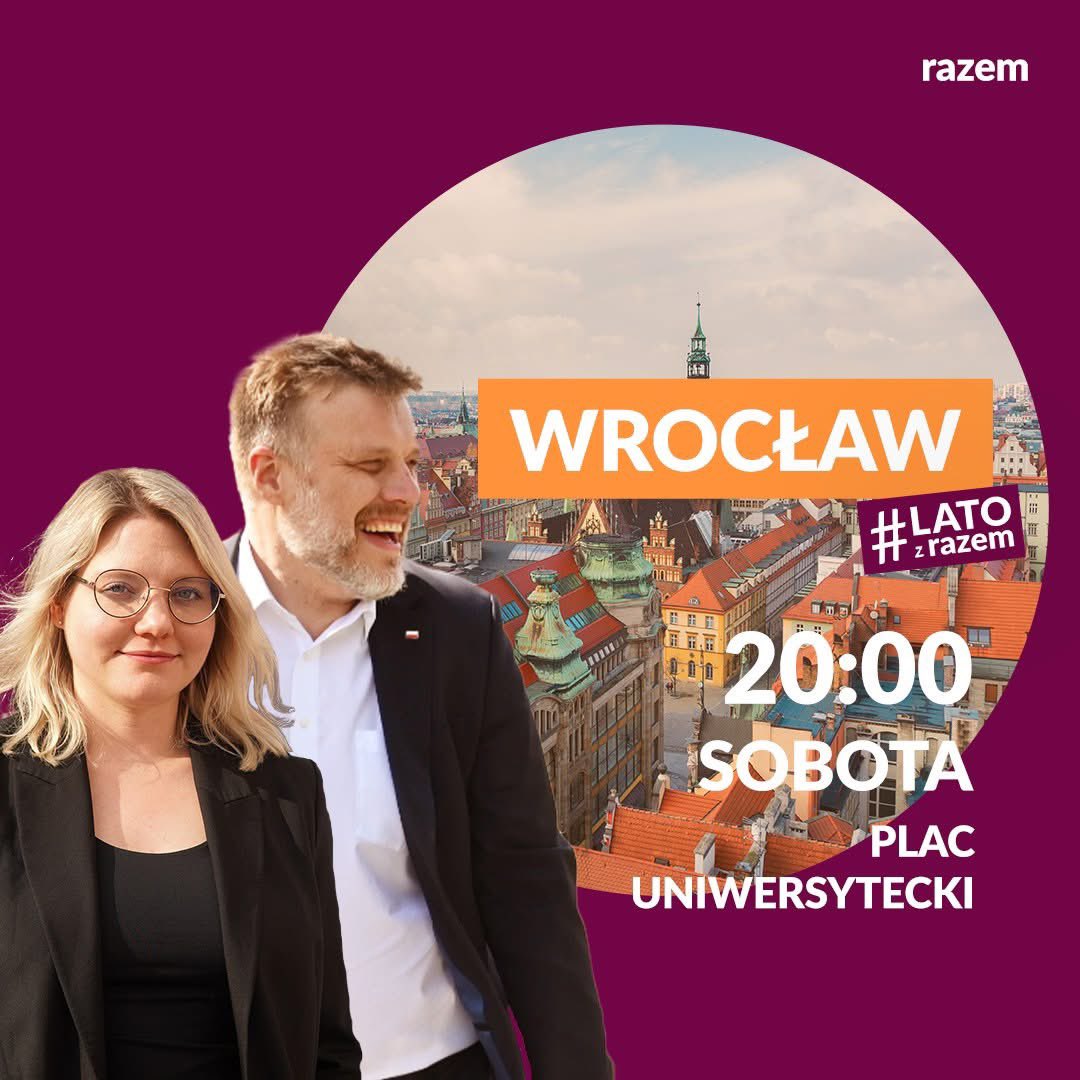 ZandbergRAZEM's tweet photo. Wrocławiu! Widzimy się w najbliższą sobotę, 12 lipca na Placu Uniwersyteckim. 

Wpadajcie, przekażcie znajomym!

https://t.co/rkvvIv5r0R https://t.co/FKSP0a5Dru