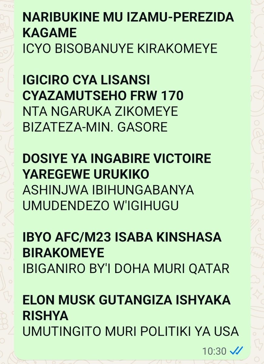 Oswald Oswakim (@oswaki) on Twitter photo #Ahabona kuri RADIOTV10 mu kanya 12:15
Umutumirwa: <a href="/SadateMunyakazi/">Munyakazi Sadate</a>
Wavuga ku ngingo wihitiyemo muri uzi 10 👇 #Ahabona kuri RADIOTV10 mu kanya 12:15
Umutumirwa: <a href="/SadateMunyakazi/">Munyakazi Sadate</a>
Wavuga ku ngingo wihitiyemo muri uzi 10 👇