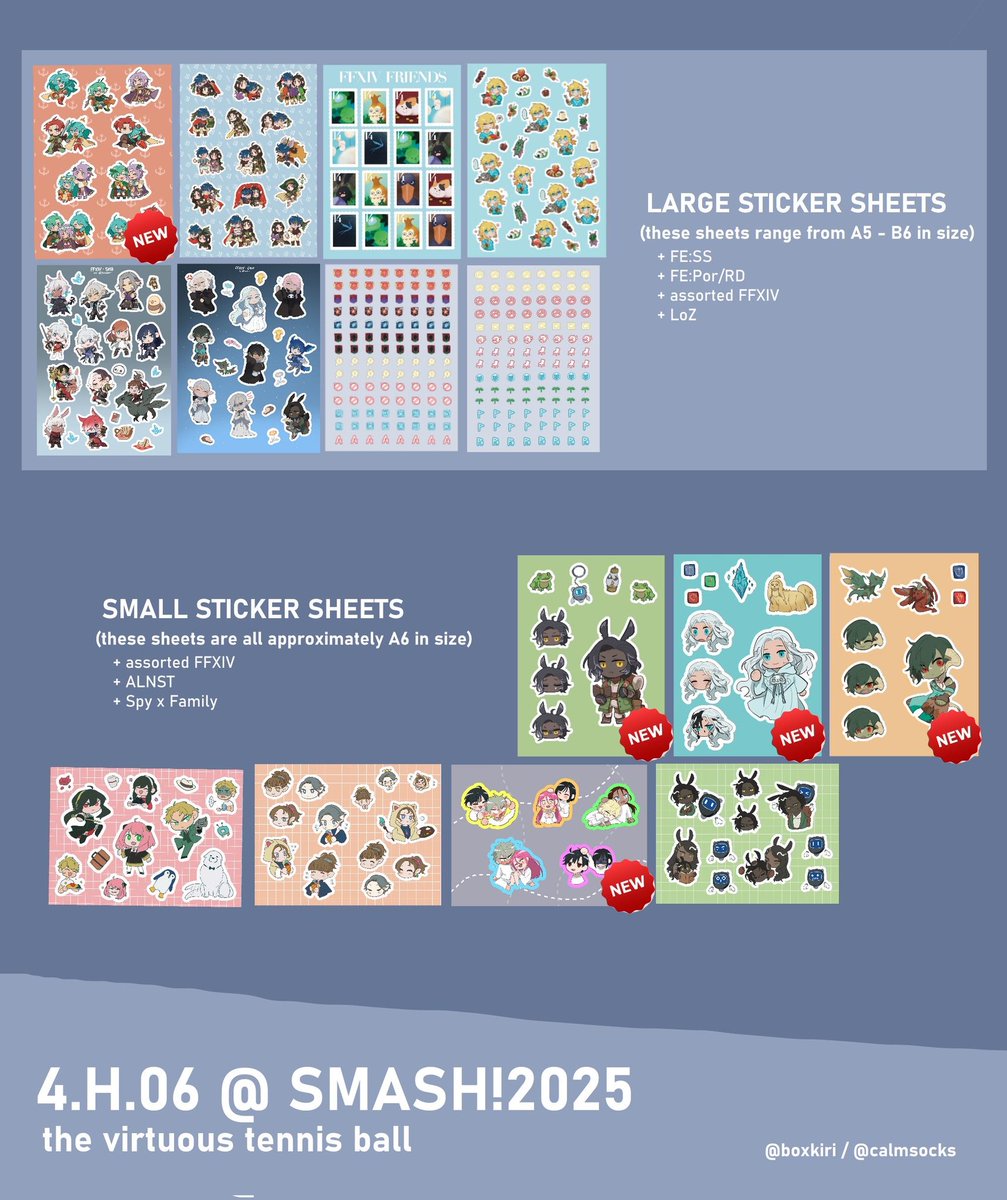 boxkiri's tweet photo. hi hi here's my catalogue for smash!2025 🫡 I'll be at 4.H.06 with @projectTiGER_ 🫡 see y'all there! please come talk to me sacred stones and path of radiance enjoyers

#smashcon2025
#smashcon #smash2025

(i will also be part of a ffxiv stamp rally, details in thread!) https://t.co/T1hl1lHkbV