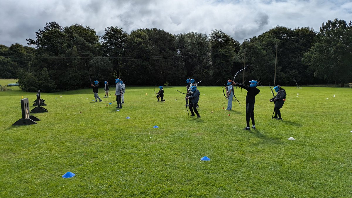 Team 1 against Team 2 in Archery Tag this morning.