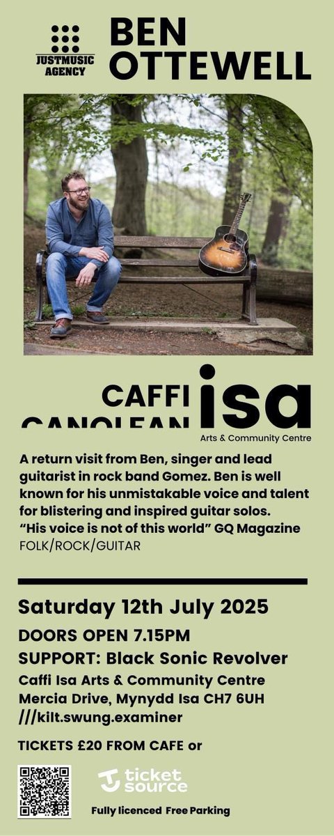 Next Saturday we’re back at Caffi Isa in Mold, opening for Ben Ottewell from Gomez. 

I’m excited for this one, Ben’s solo work is really cool and I’ve never met him before, so that’ll be nice. Roll on a great evening, as always at Caffi Isa 😀🎶