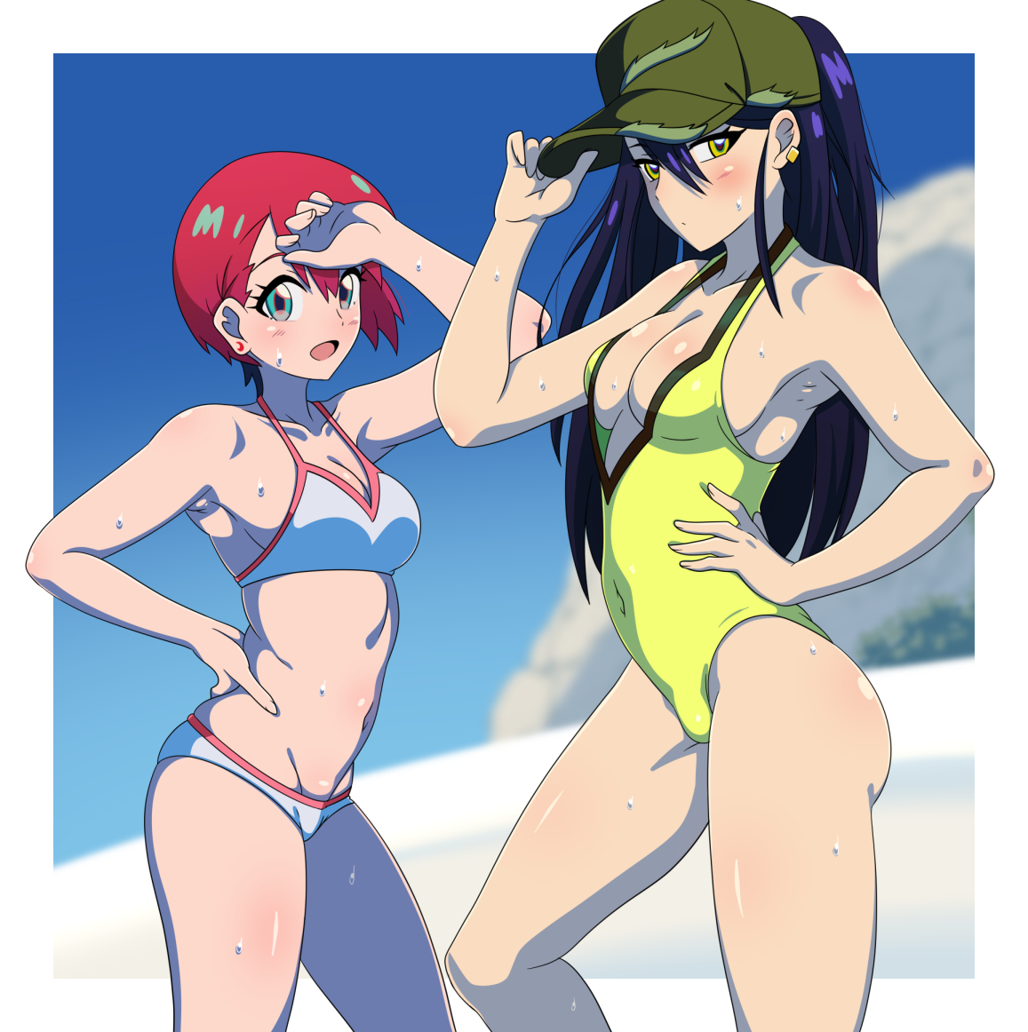 「水着マチュ&ニャアン描きました。 約半年間楽しかった～」|蟹倶楽部のイラスト